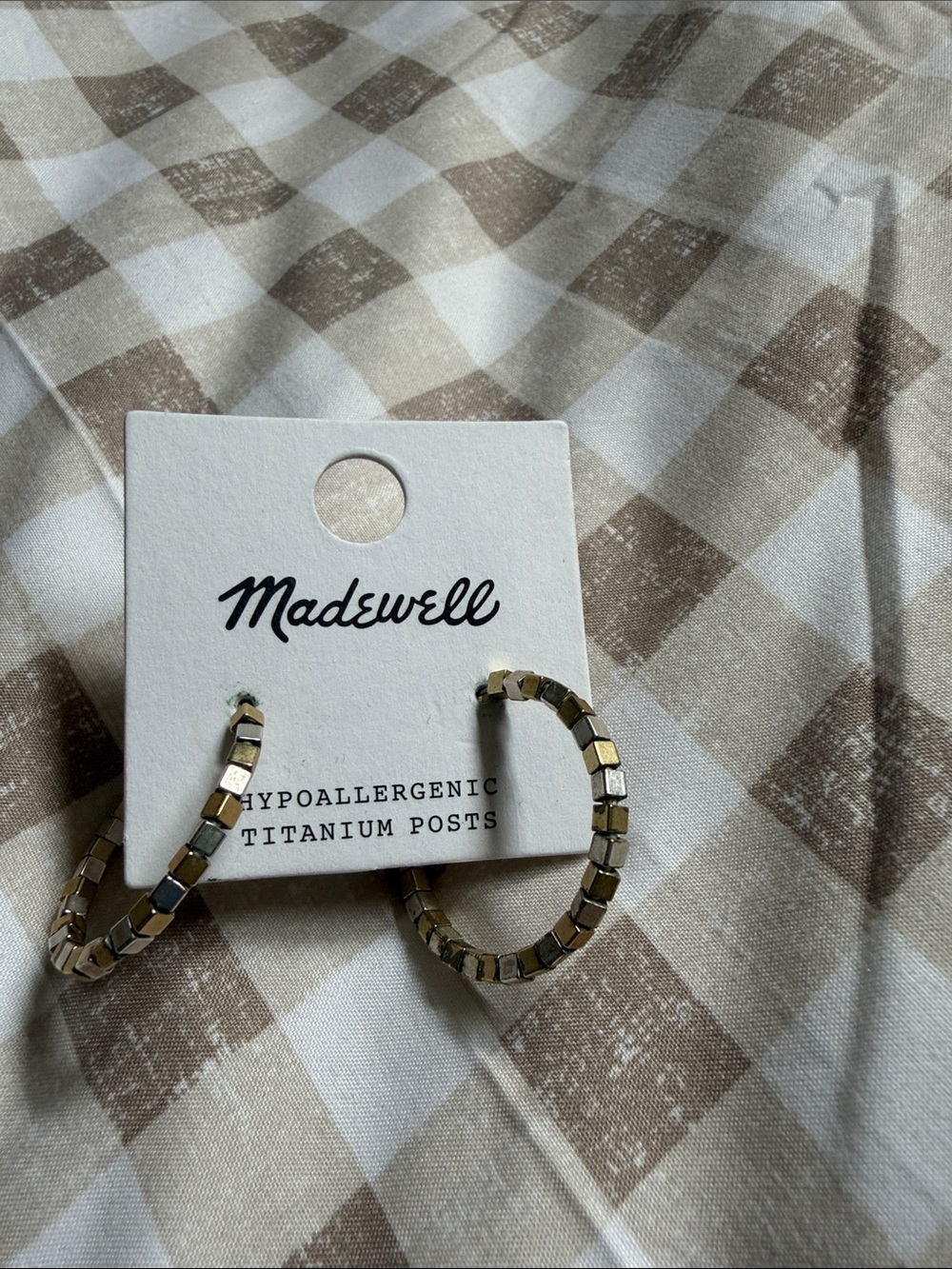 Madewell Mixed Metal Hex Bead Hoop Earrings